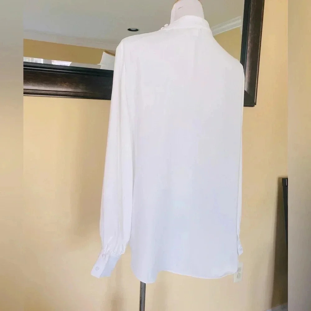 River Island White Long Sleeve Cutout Top Mock Neck Size 14 - Picture 8 of 13
